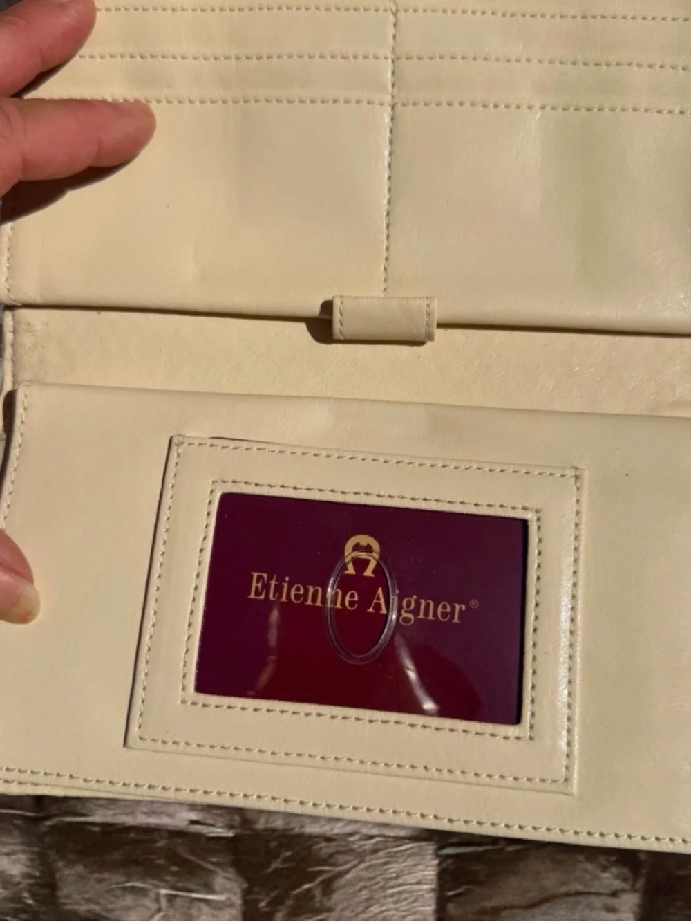 Vintage Etienne Aigner Woven Raffia Straw Wallet Beige Cream